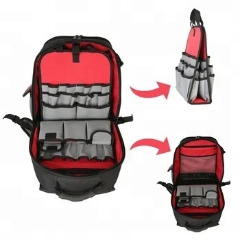 New Design Large Capacity Heavy Duty Electrician Backpack Tool Kit Bag with independent tool wall