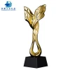 New Design  Leaf Shape Crystal Crafts Gold Resin Trophy With K9 Quality Base