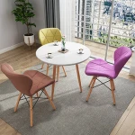 new design wooden Legs pu pink and red leather dining table set  for sale