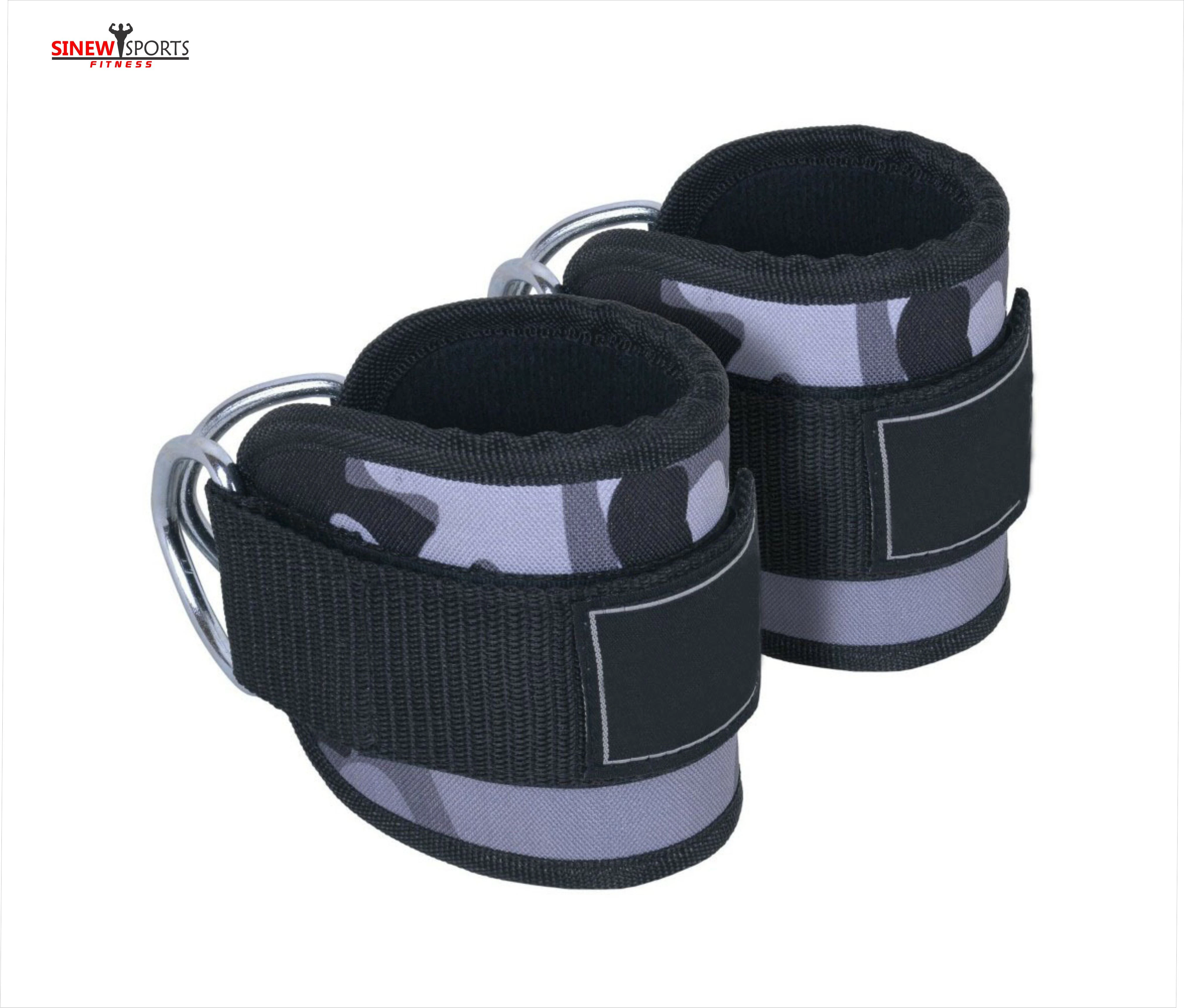 New Gym Weight Lifting D Ring Ankle Straps Fitness Exercise