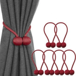 New Product Ideas16 Inches Red Pack of 6 Magnetic Curtain Tiebacks Drapery Hooks Holdbacks With Strong Magnet for Window