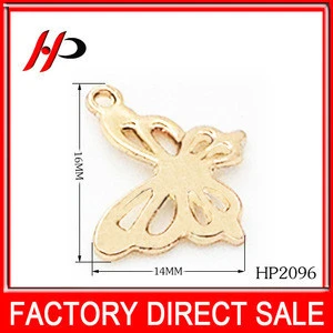 New professional butterfly shaped alloy metal fashion custom gold pendant for garment accessories