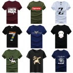 New Summer Cotton Fun t-shirt short sleeve t-shirt men's fashion trend brand printed red t-shirt