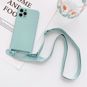 New type of liquid silicone mobile phone cover, shoulder strap flat hanging rope for iphone12 11pro max x xsmax xr 8 se2020 case