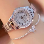 New Women Quartz Steel Belt Bracelet Watch Set Luxury Crystal Diamond Watches Stainless Steel Clock Women Montre Femme
