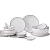 Nordic 4 person 8 people Simple Plate White Black Line Ceramic Dinnerware Set Porcelain Tableware Set Restaurant