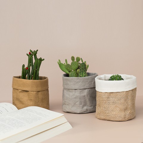 Nordic Style Hot Selling in Amazon Decorative Desk Flower Planter Kraft Paper Flower Pot Planter