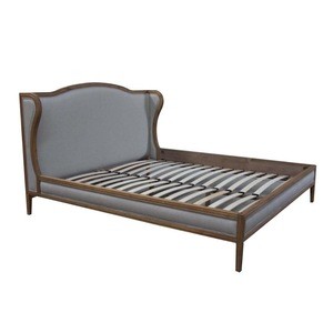 Oak upholstered french wing bed