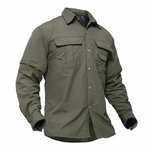 OEM Men Shirt Summer Quick Drying Sleeves Detachable Shirts Military Army Tactical Shirts Breathable Workout Wear