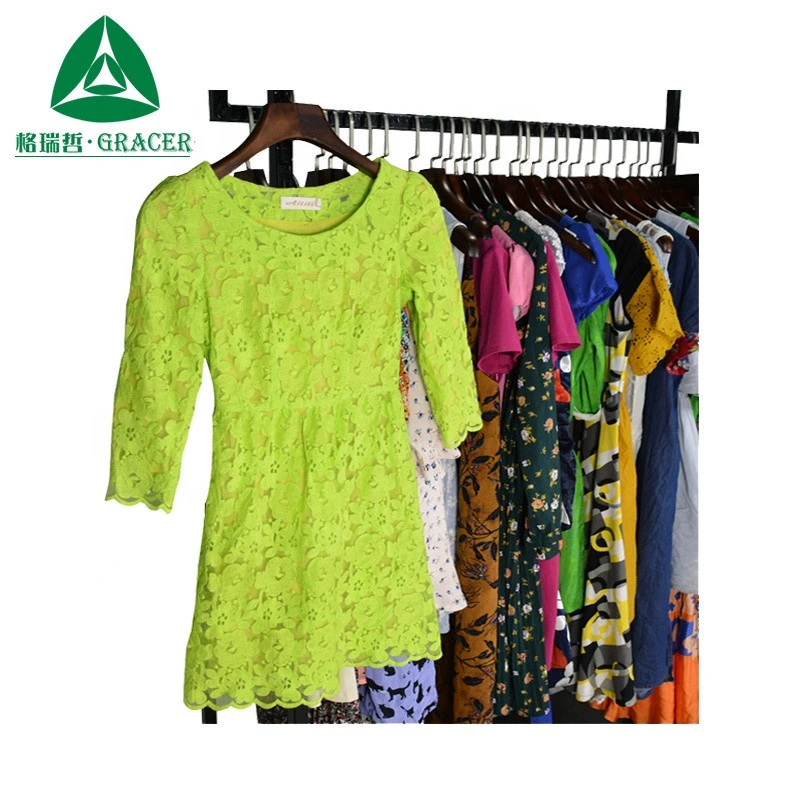 Old clothes used clothes dresses women lady elegant cotton vintage second hand brand clothing