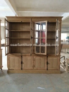 Osar Antique Wood Carved Living Room Display Cabinet Furniture