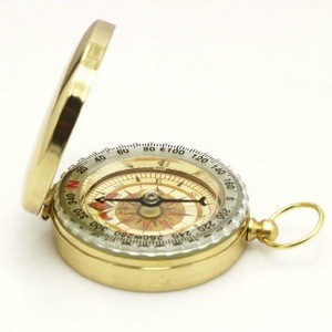 Outdoor equipment pure copper clamshell directional multi-function compass compass pocket watch map luminous gold-plated compass