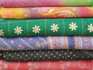 Patch Work Kantha Quilt Hand Made Sari Blanket Bedspread Patch Cotton Sari Throw Twin  Kantha Kantha Vintage  Indian Sari Fabric