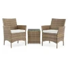 Patio 3 Piece Bistro Set, wicker rattan outdoor garden furniture sofa chair set with cushion.