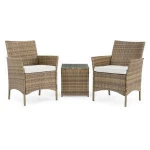 Patio 3 Piece Bistro Set, wicker rattan outdoor garden furniture sofa chair set with cushion.