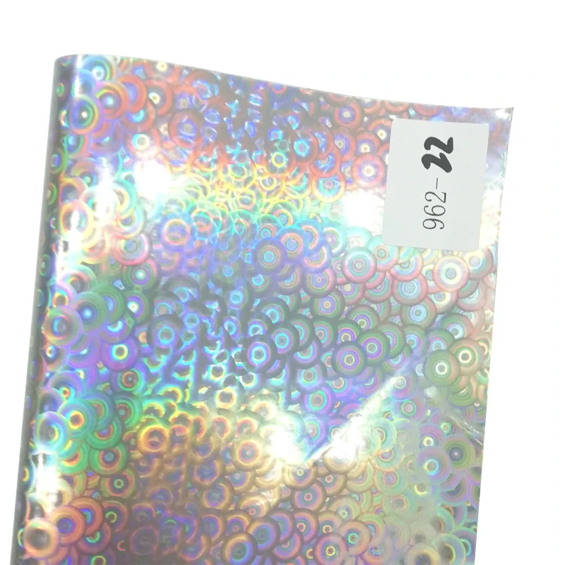 Pattern Printed Silver Mirror Reflective Metallic Laser Effect PU Faux Synthetic Leather Fabric Material Cotton Backing