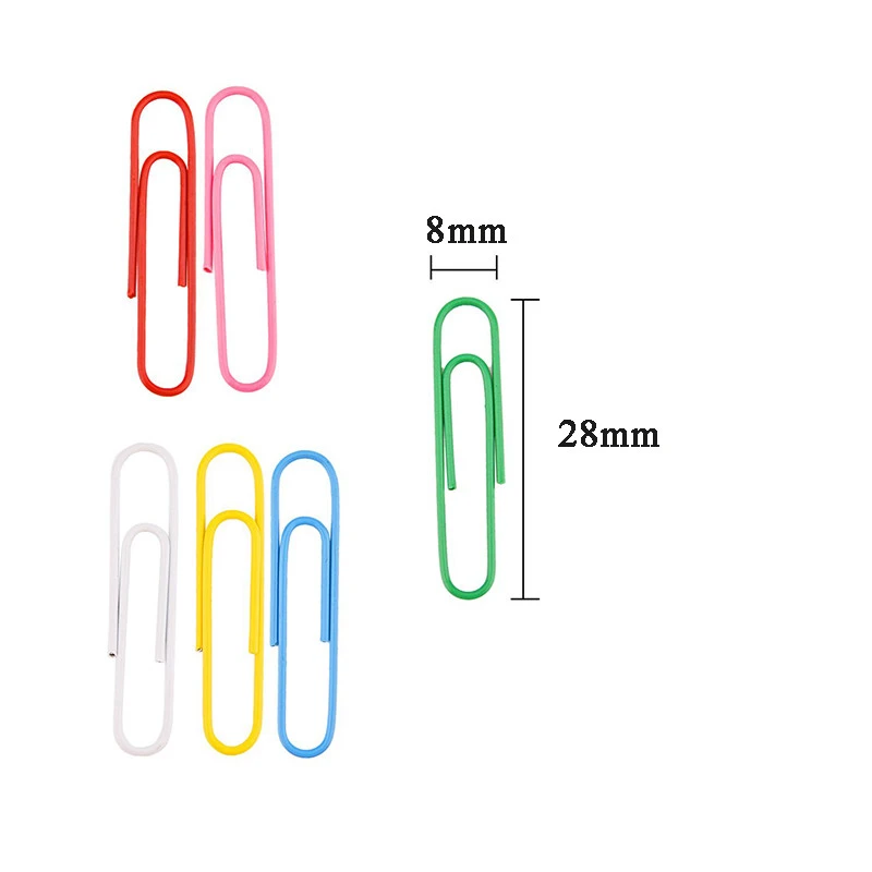 100pcs/bag Colorful Officemate Vinyl Coated Paper Clips Shape 28mm Office Clip Can Choose Color