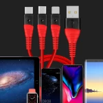 Phone Accessories Mobile Multi Function Usb Data Cable Colorful Braided Micro Usb Cable 3 In 1 Charger Cable