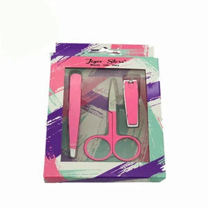 Pink Eyebrow Tweezers With Nail Clipper As a Gife For Women With Box