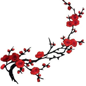 Plum Blossom Flower Applique Clothing Embroidery Patch Fabric Sticker Iron On Sew Craft Sewing Repair Embroidered