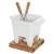 Import Porcelain Custom Square Shape Melting Pot with Bamboo Tray Ceramic Holland Tealight Fondue Set for Cheese Chocolate Tapas from China