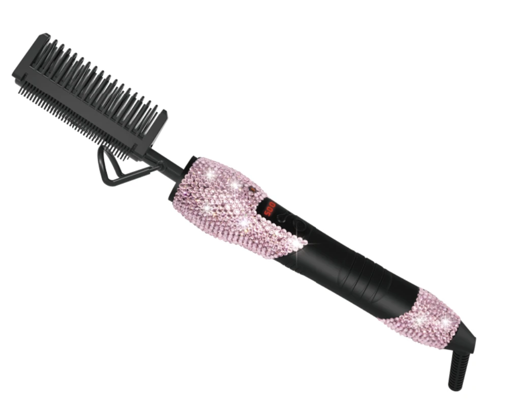 Professional salon hot hair tools high temperature 500 degree pressing comb bling ceramic hot hair comb