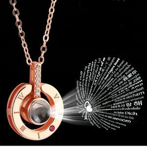 Projection Fashion 2019 Necklace China Jewelry Wholesale 100 Languages I Love You Necklaces