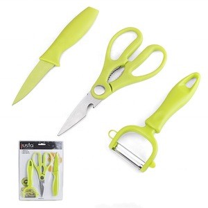 Promotion Kitchen Knife Accessories Set of 3 Vegetable Fruit Paring Knife with Peeler