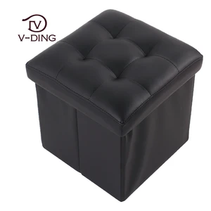 Pu leather folding storage stool
