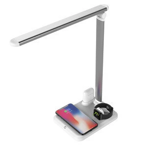 Qi Wireless Charger Stand Fast Wireless Charging LED Desk Lamp 4 in 1 Multifunctional Eye-Caring Table Lamp