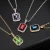 Import Rainbow Hip Hop 18K Gold Plated Square Gem Stone Pendant Necklace from China