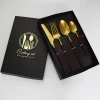 Red gold dinner knife fork spoon 18/8 flatware set stainless steel cutlery with gift box