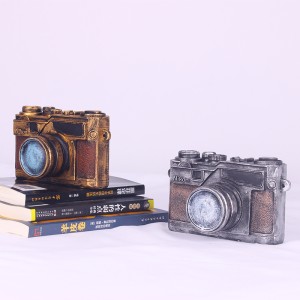 Retro Vintage Gold Silver Camera Model Small Ornaments Creative Modern Home Decor Resin Crafts Business Gift