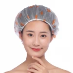 Reusable lace elastic band bath hair cap anti-smoke hat cute flower waterproof shower cap women cartoon PVC face wash hair cover