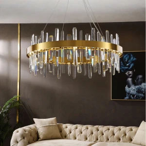 Round simple LED Nordic high-grade gold crystal chandelier