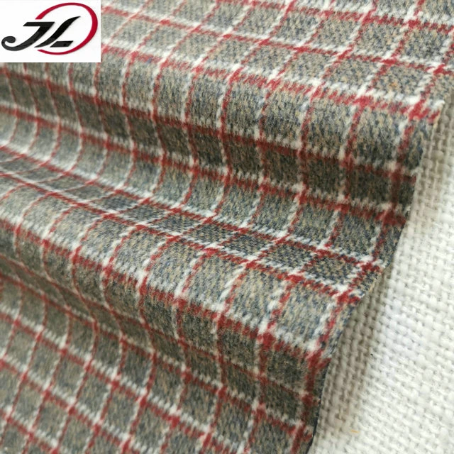 RTS in stock New fashion poly wool blend  woven plaid tweed woolen fabric for coat