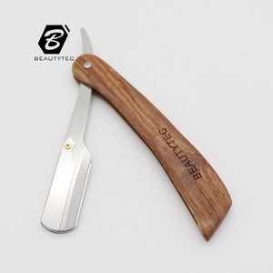RW1 Wooden handle replaceable straight razor blades cut throat razor custom barber straight hair cutting Wholesale Professional