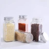 Sale Empty Square Kitchen 4oz 120ml Glass Storage Container Seasoning Bottles Pepper Glass Spice Jar with Shaker Metal Lids