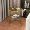 Scandinavia marble sofa bed head round table mini luxury removable coffee table and side table small bed