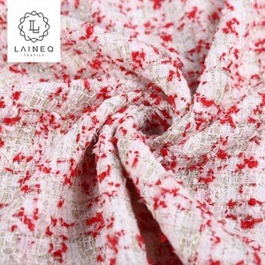 Shaoxing supplier fashionable boucle white wool yarn tweed fabric