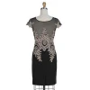 Short Drilling Embroidery Straight Short Dresses Cap Sleeve Stain Cocktail Party Dress
