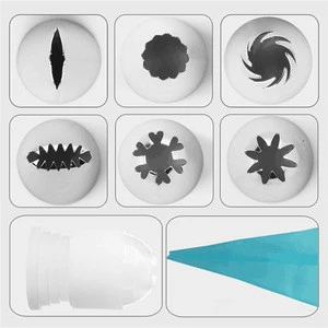 Silicone Icing Piping Cream Pastry Bag With 6pcs Stainless Steel Nozzle converter mouth Sets DIY Cake Decorating Tool