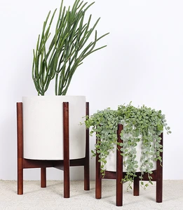 Simple Mid Century Floor Plant Stand - Solid Wood Indoor Flower Pot Holder  - Modern Home Decor(Planter  Not Included)
