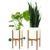 Simple Plant Stand Indoor Outdoor Garden Balcony Decoration Brown Bamboo Adjustable Flower Stand