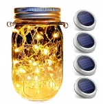 Solar Mason Jar String Lights  20-Led Lid Lights Fairy Star Firefly Outdoor Waterproof Hanging Lights Garden Patio Decoration