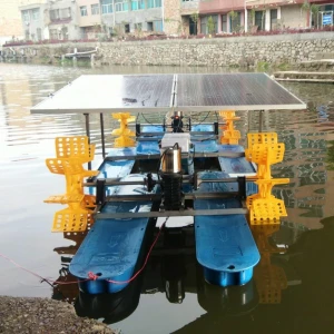 Solar panels powered paddle wheel fish pond aerator on float 3pcs 4impellers for save electrical