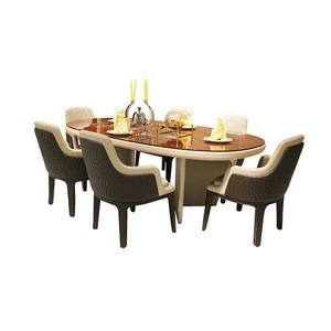 solid wood oval marble top dining round table and chair set marble solid wood console luxury dining table