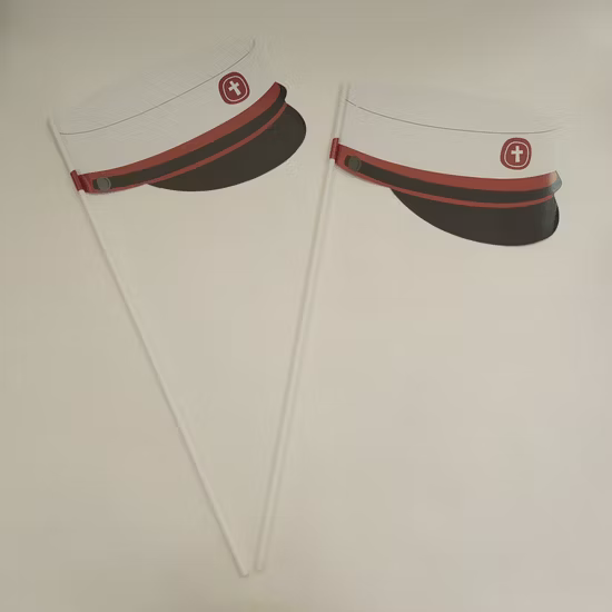Creative Disposable Biodegradable Hat Shaped Hand Paper Flag for Festival Decoration