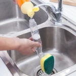 Sponge Replaceable Couring Pad Washing Convenience Cleaning Brush Scrubber Kitchen Soap Dispenser Dish With Refill Liquid