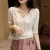 Import spring/Summer New Womens Mid-sleeve shirt V-neck trendy half knitwear short sleeve age-reducing loose thin from China